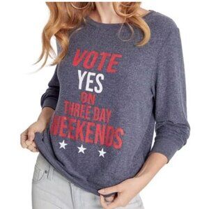 Wildfox Vote Yes On Three Day Weekends Baggy Beach Jumper in Blue - S  NWT